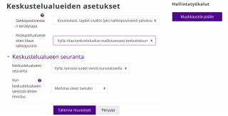 Kuva Keskustelualueen asetuksista