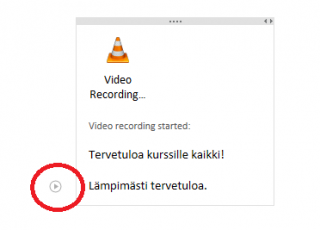 A play button on a video recording