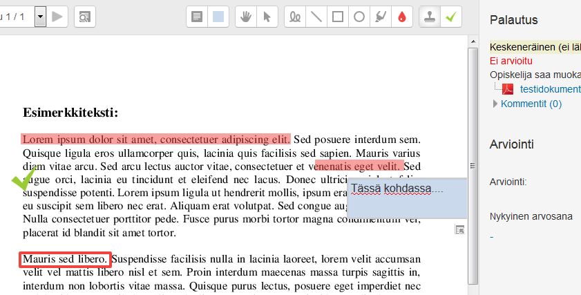 The annotation tool in Moodle