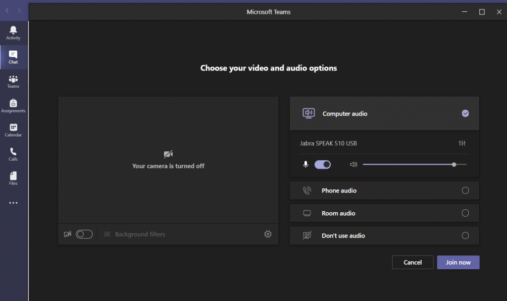 teamsin aloitusnäkymä