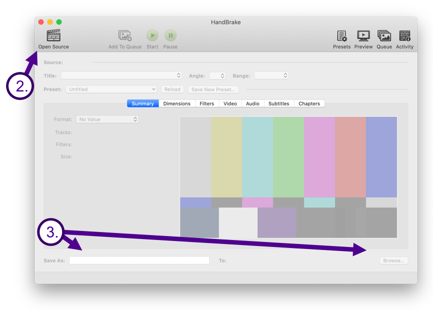 Handbrake ja tiedoston valitseminen