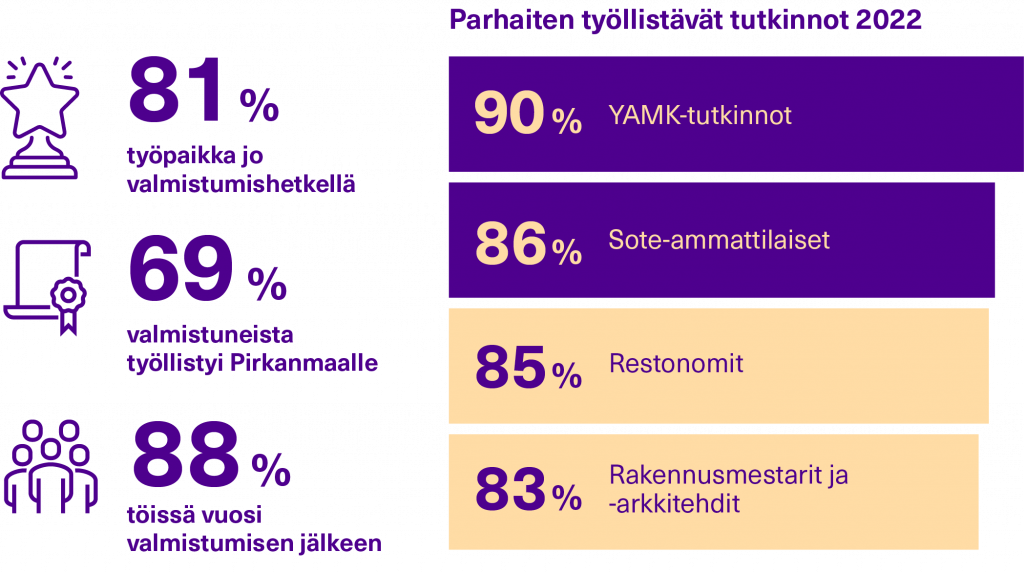 Koostekuva valmistuneiden työllistymisestä.