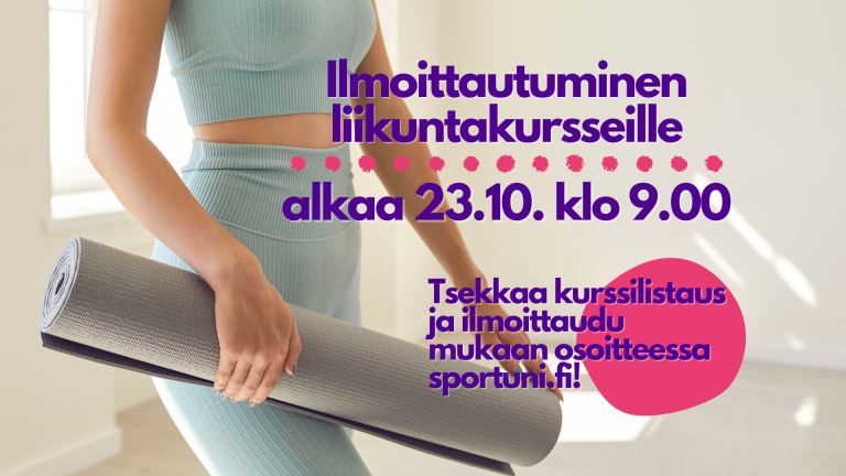 Kurssi-ilmoittautuminen alkaa 23.10. klo 9.00