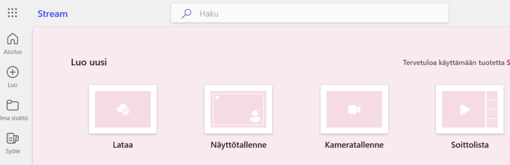 Aloita tallennus valitsemalla tallennusmuoto