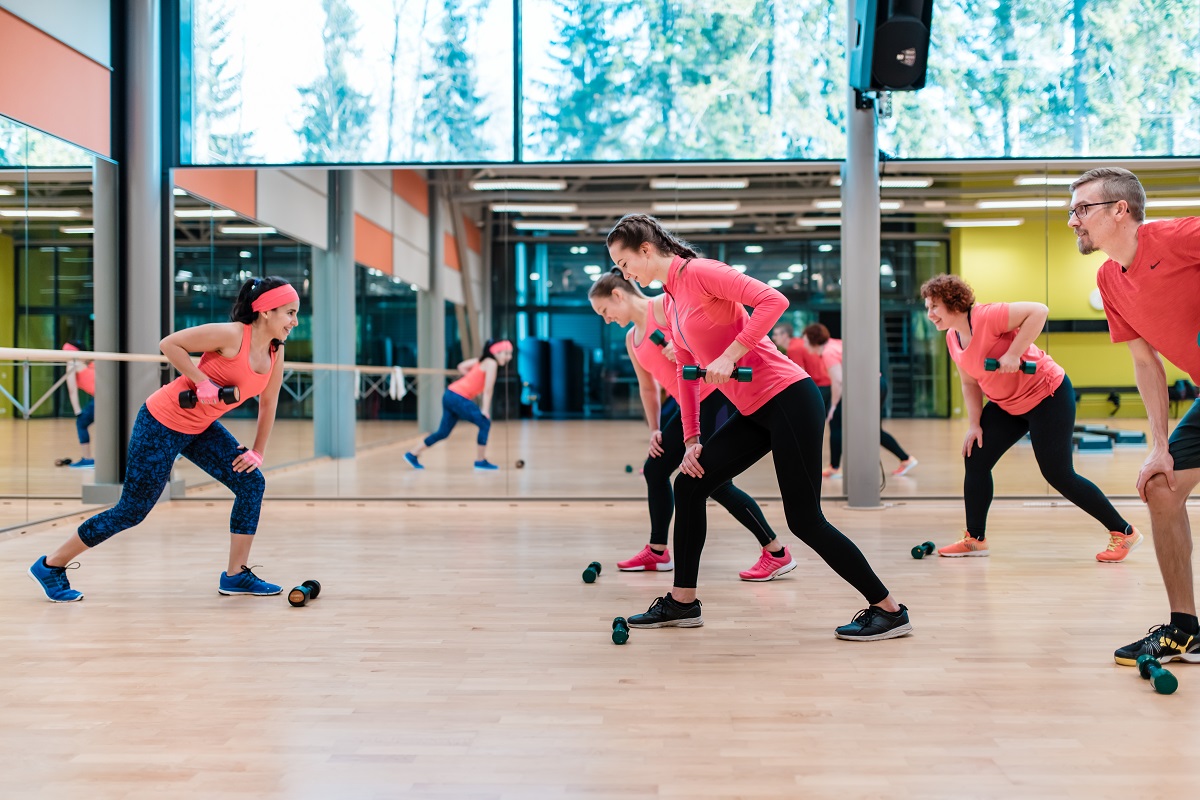 Ryhmäliikuntatunnilla Tamppi Areenalla.