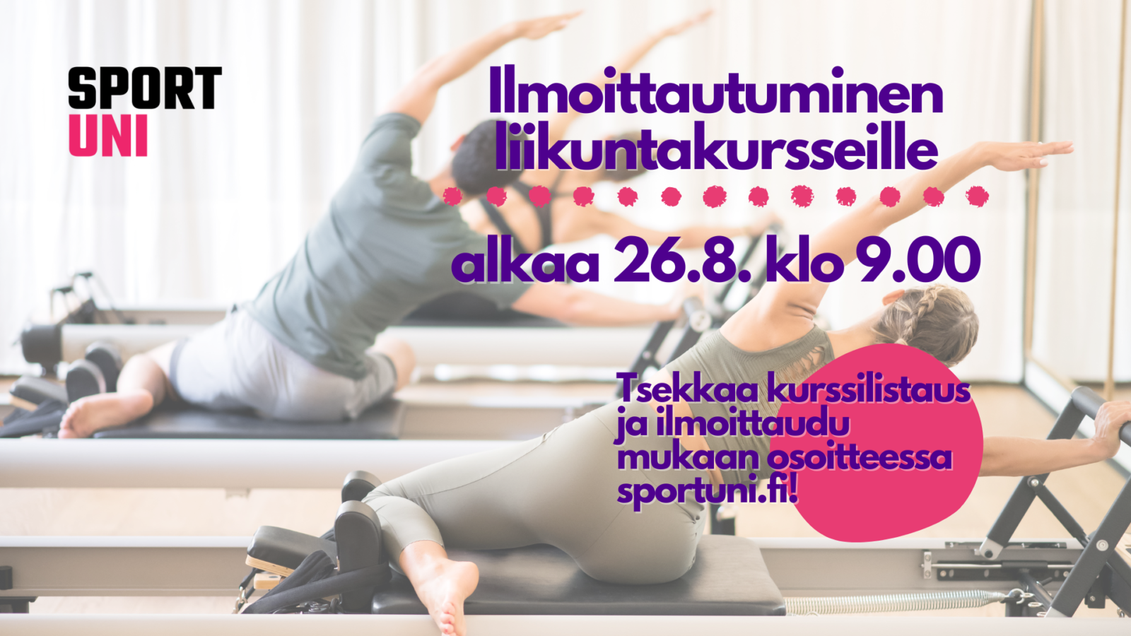 Ilmoittautuminen syksyn liikuntakursseille alkaa 26.8. klo 9:00