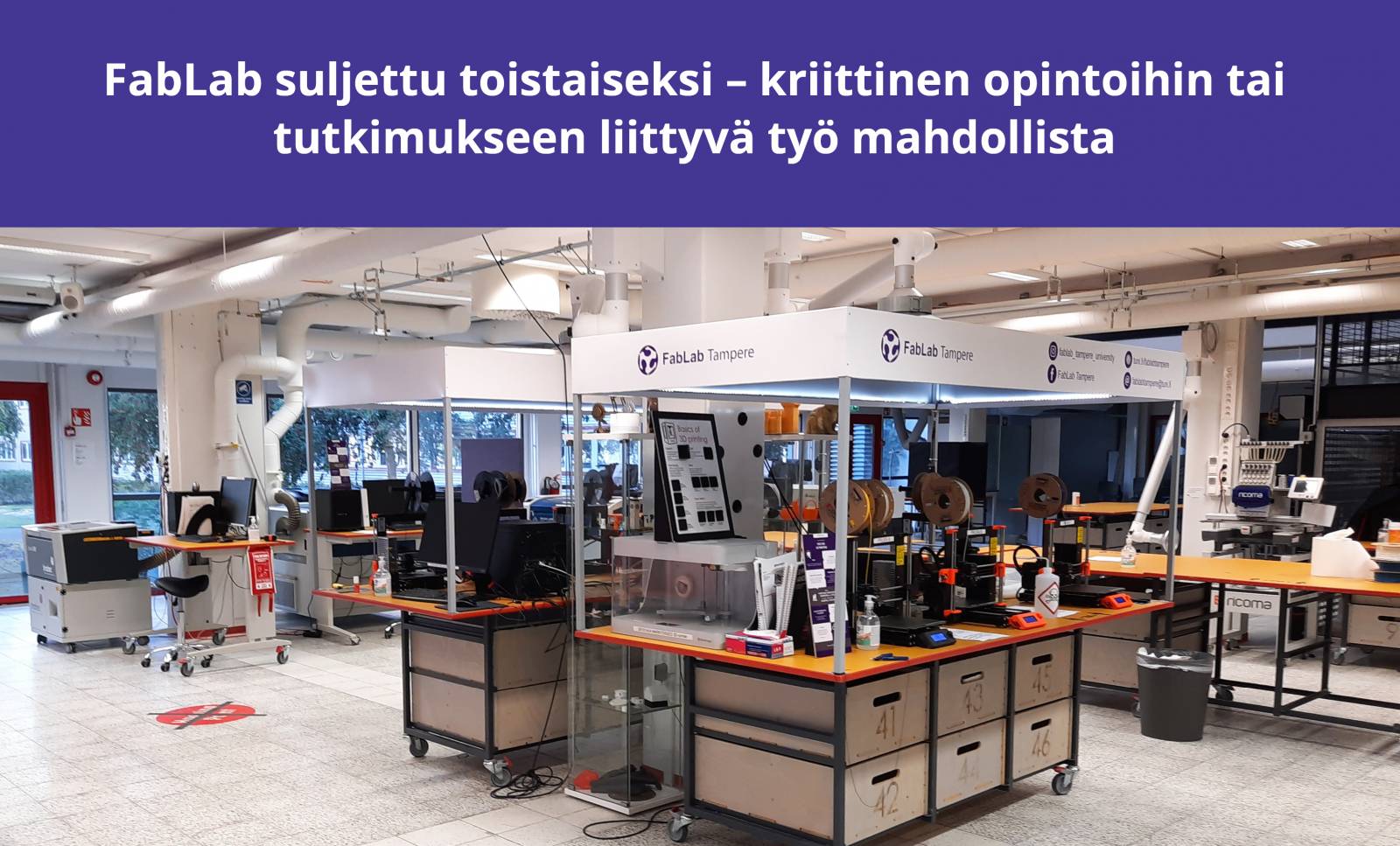 Havainnekuva FabLabin tilasta.