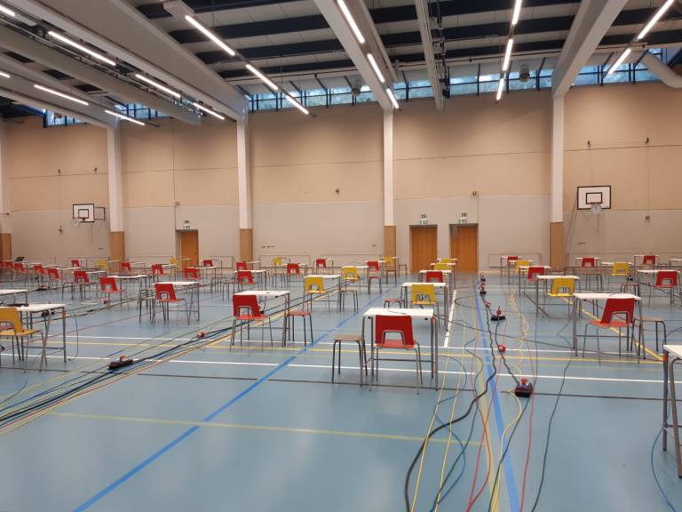 Tables and chairs in ball gaming hall