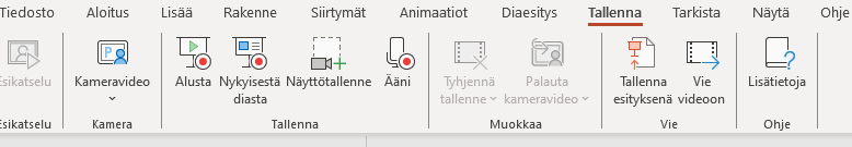 Käynnistä tallennus Tallenna-välilehdeltä 