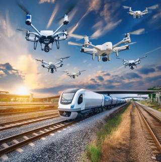 Drones and train