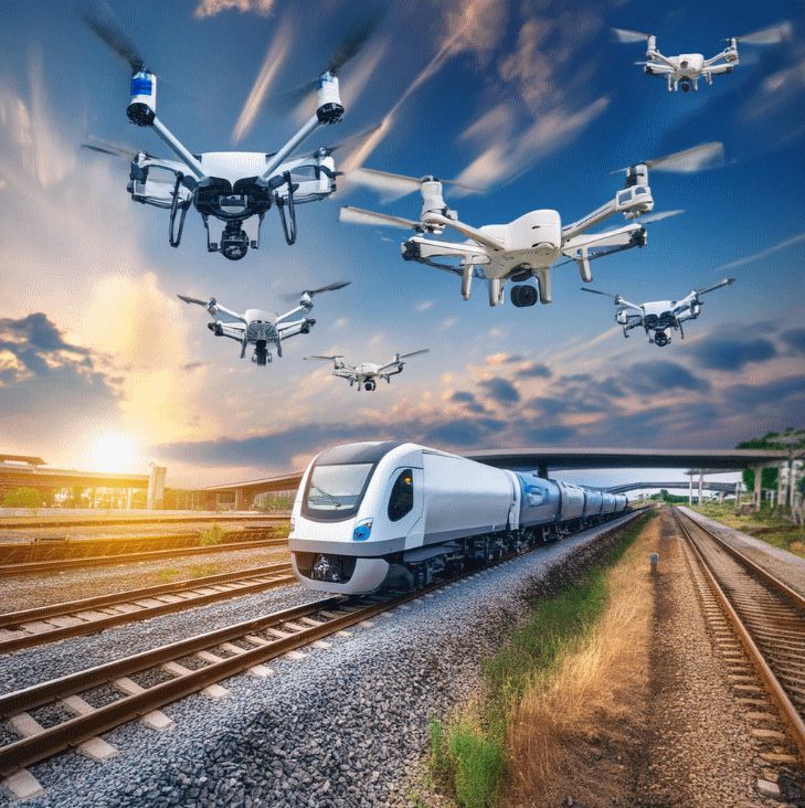 Drones and train