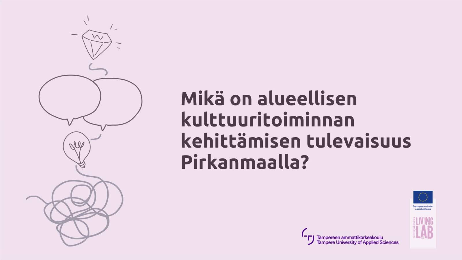 Mikä on alueellisen kulttuuritoiminnan kehittämisen tulevaisuus Pirkanmaalla? Tampereen ammattikorkeakoulu, Euroopan unionin osarahoittama, Tuottajakeskus Living Lab