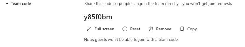 Teams luo liittymiskoodin tiimillesi