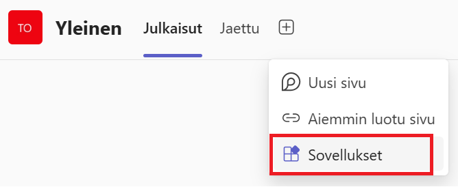 Valitse sovellukset +-ikonin takaa