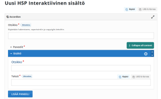 Lisää sisältöä paneeleihin.
