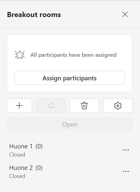 Voit muokata luotuja ryhmiä ja osallistujia