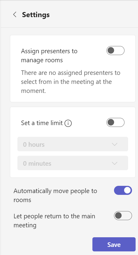 Säädä myös pienryhmätilojen asetukset kuntoon