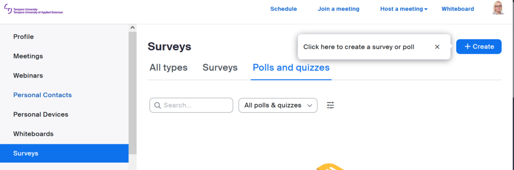 Zoomin Survey-näkymä
