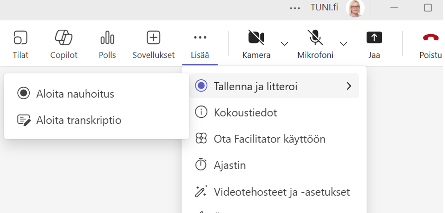 Tallennus-painikkeen löydät kolmen pisteen takaa valikosta