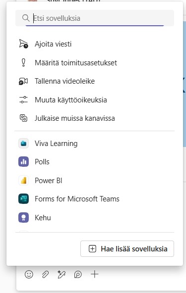 ja sovellusten lisääminen
