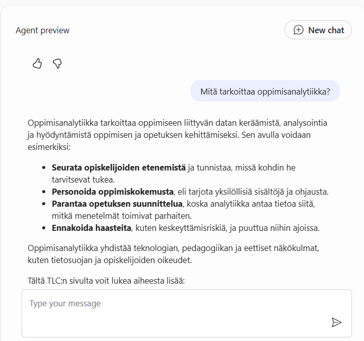 Esikatsele ja testaa agenttia