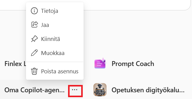 Agenttien muokkaaminen