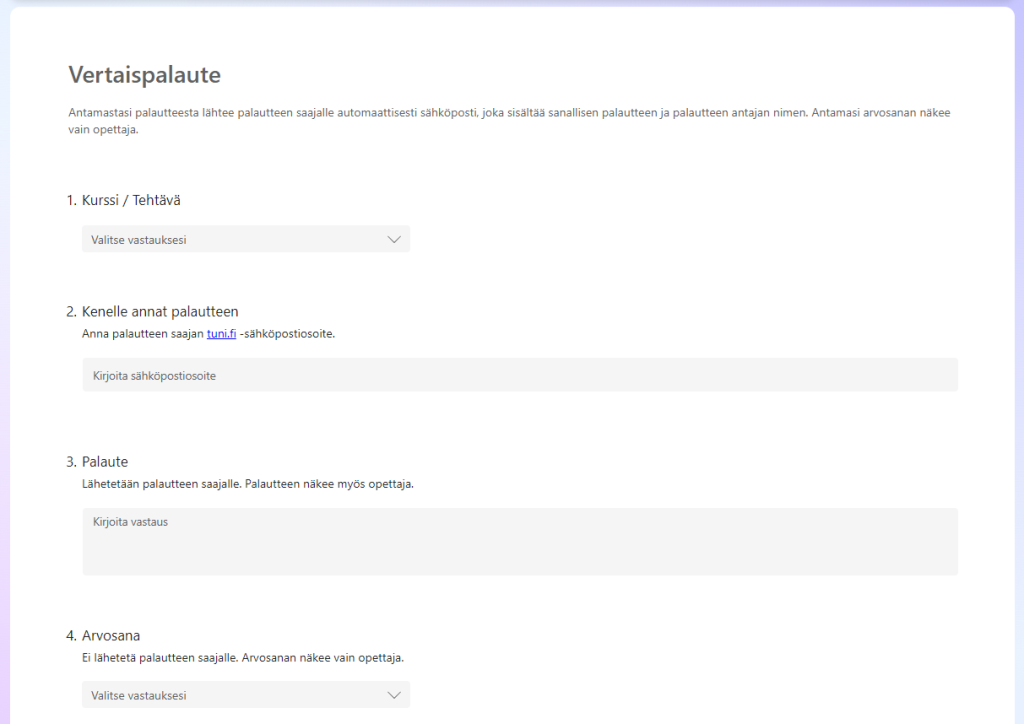 Forms lomakkeen luominen