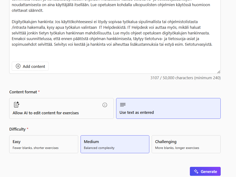 Aukkotehtävän luominen