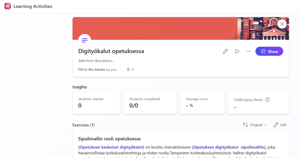 Tehtävien muokkaaminen