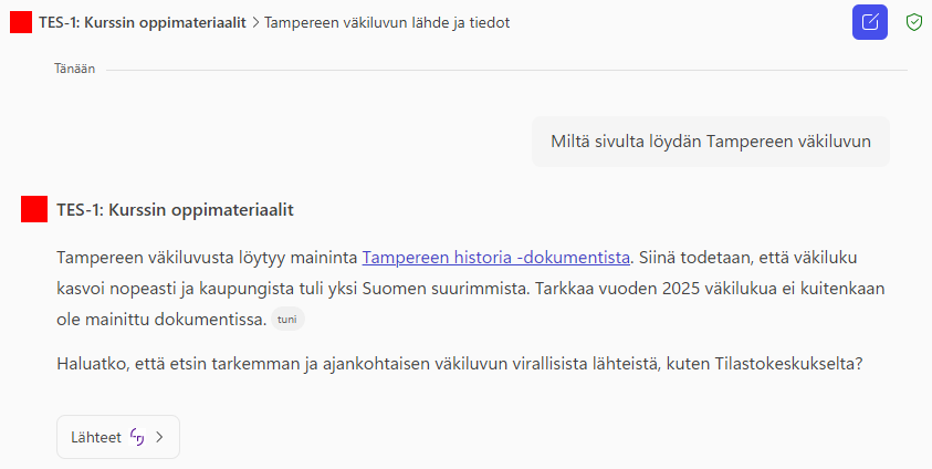 Kysy Copilot Chat -agentilta kurssin oppimateriaaleista