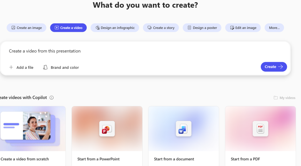 Luo video tyhjälle pohjalle tai materiaalin perusteella
