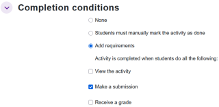 Select completion conditions.