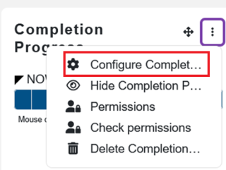 Configure completion progress block from the menu.