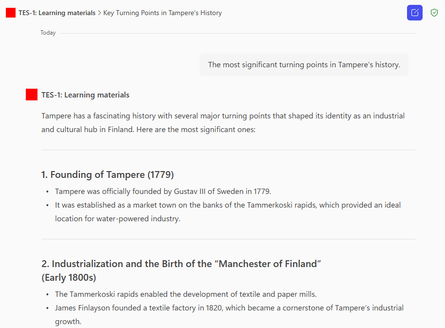 Copilot Chat agent example chat