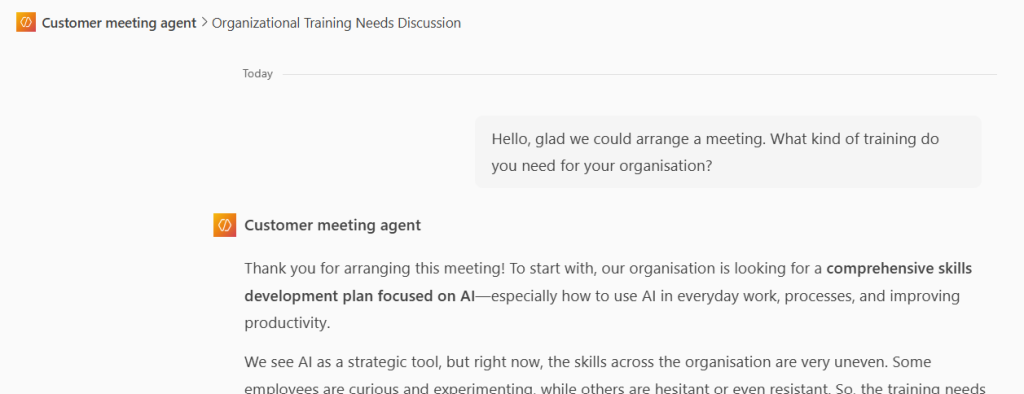 discussion with agent