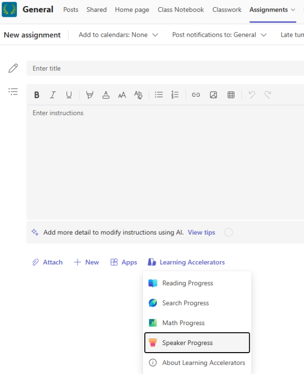 Learning accelerators in Teams Class