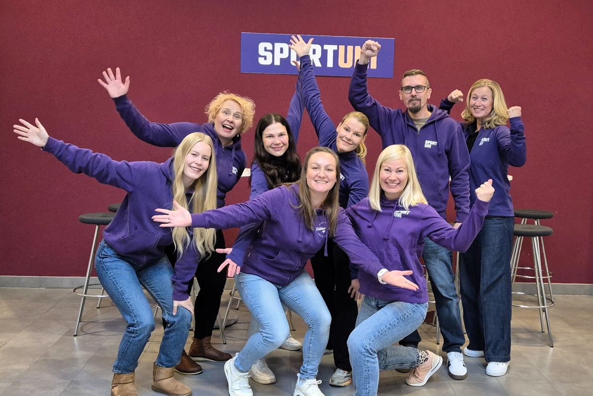 SportUnin tiimi: Emma, Helena, Carita, Anna, Janette, Sini, Markku ja Kirsi.