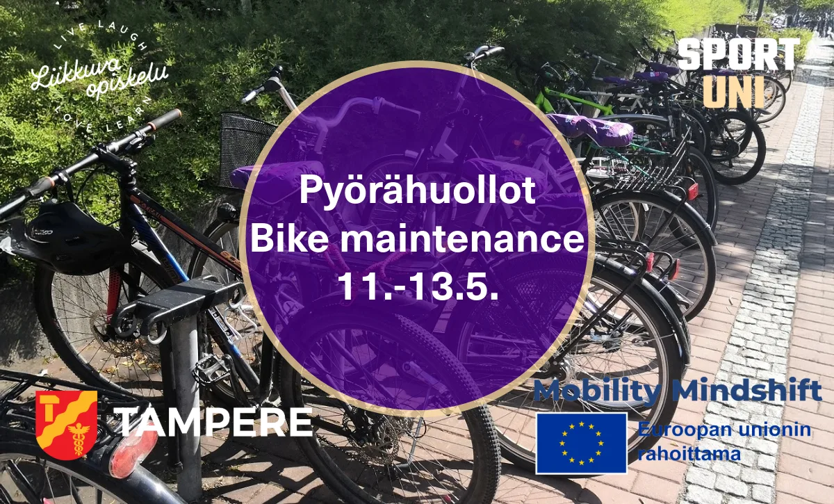 Pyöriä rivissä pyörätelineessä
