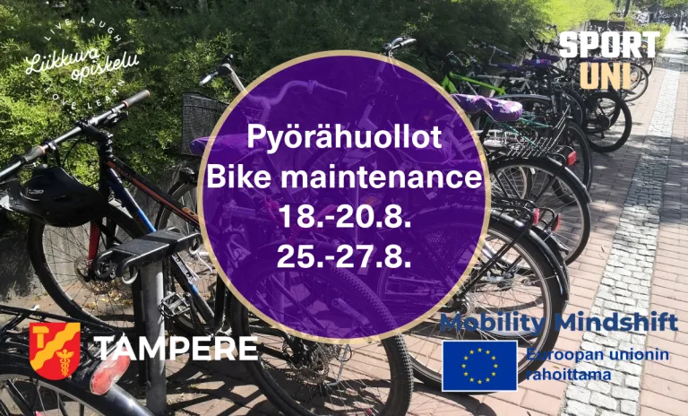Pyöriä rivissä pyörätelineessä