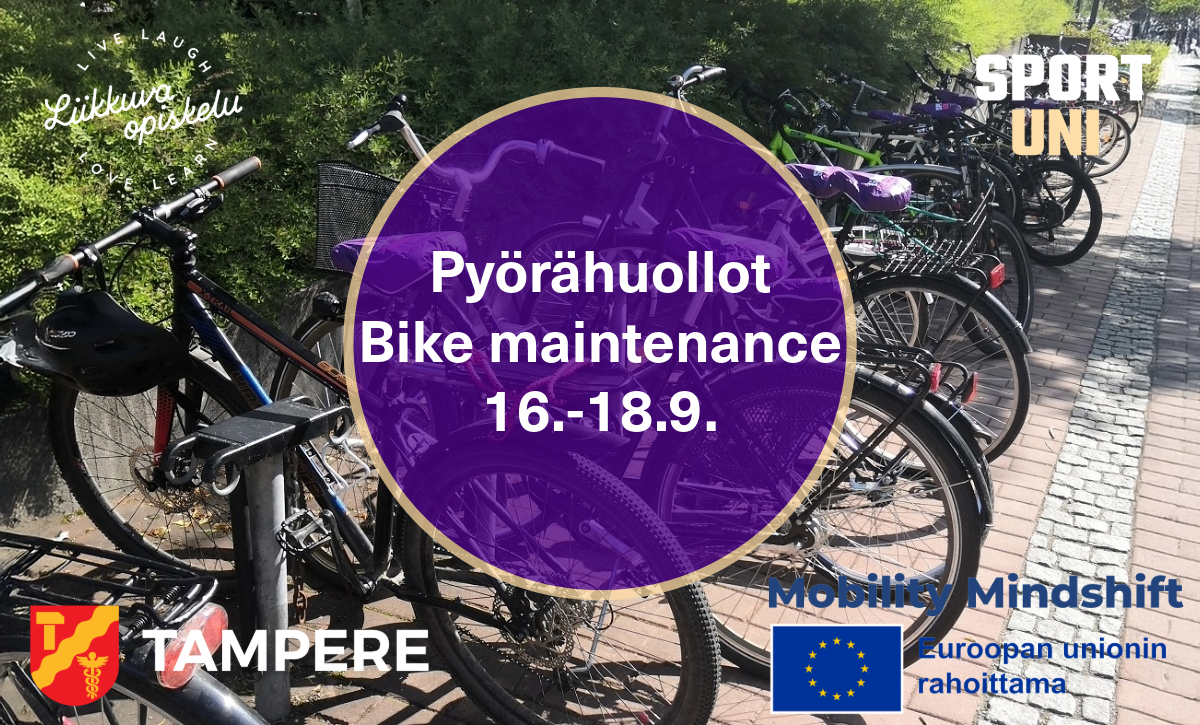 Bikes in a row on the bike rack