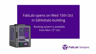 FabLab opens on Wed 15th October