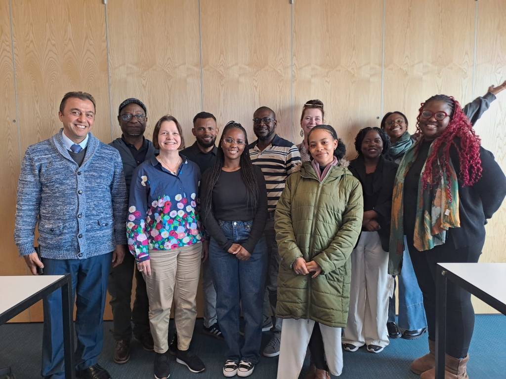 A group photo at the EduCity Campus of Turku University of Applied Sciences.