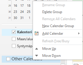 A view of Outlook calender