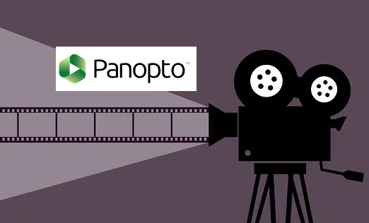 A video camera with Panopto logo