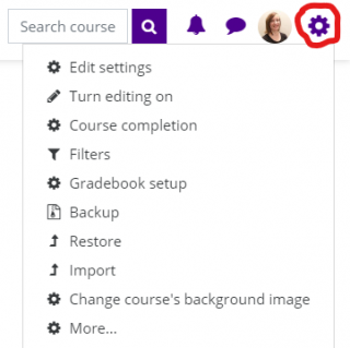 A view of Moodle's settings