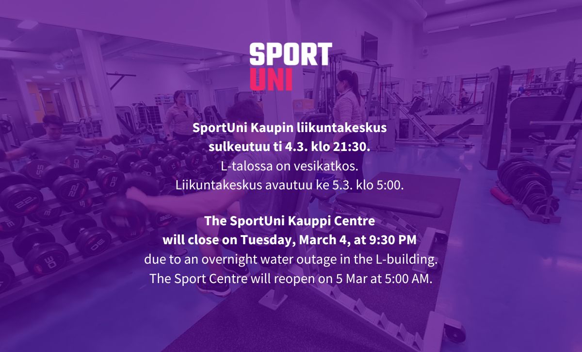 SportUni Kauppi sulkeutuu -juliste