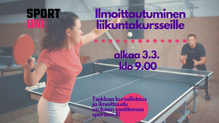 Ilmoittautuminen liikuntakursseille alkaa 3.3. klo 9.00.