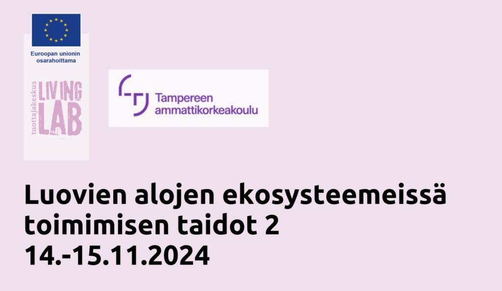 Euroopan unionin osarahoittama, Tuottajakeskus Living Lab, Tampereen ammattikorkeakoulu, Luovien alojen ekosysteemeissä toimimisen taidot 2, 14.-15.11.2024