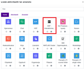Lisää H5P-aktiviteetti.