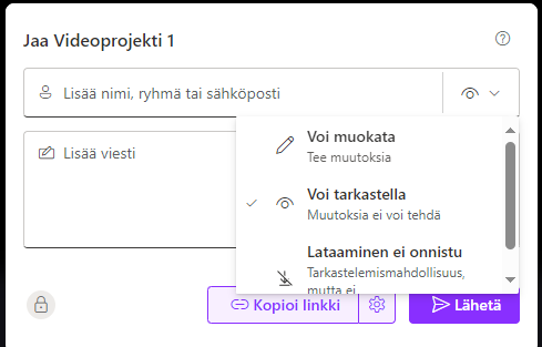 Jaa tai poimi linkki